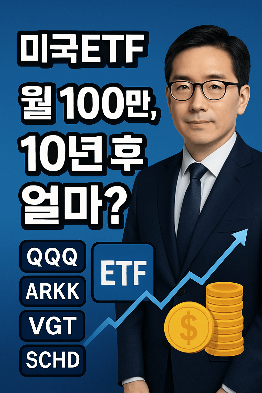 025년 기준, 10년간 매달 100만 원 투자 시 수익률 분석 (QQQ, ARKK, VGT, SCHD) 썸네일
