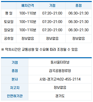 1336번 시외버스 배차시간