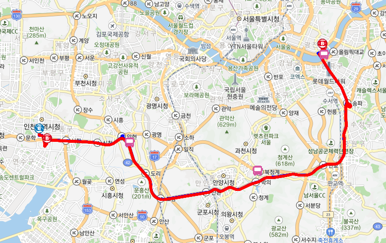 1801번 버스노선 사진