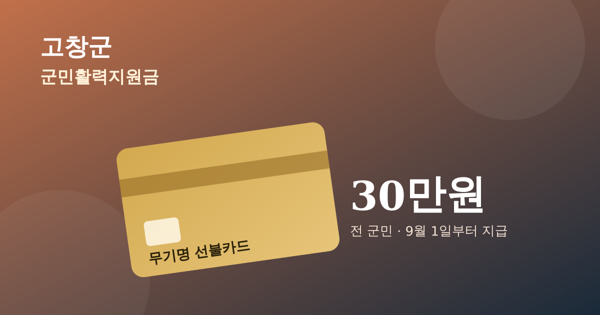 고창군 추석 지원금 30만원